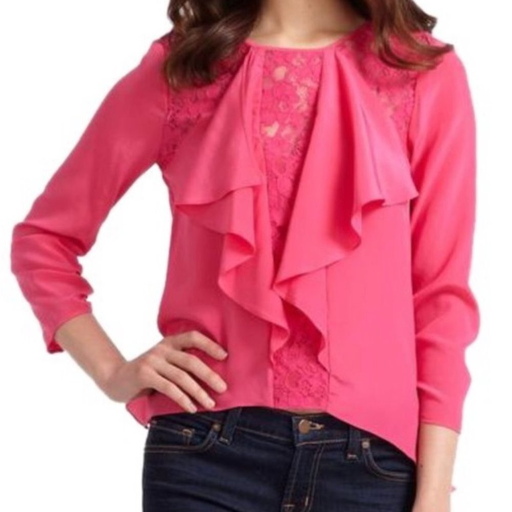 BCBGMaxAzria Lilliana Pink Top. 100% Silk  Size‎ XS
